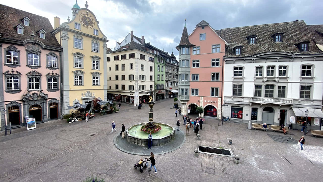 Schaffhausen Town Square Fountain Wallpaper