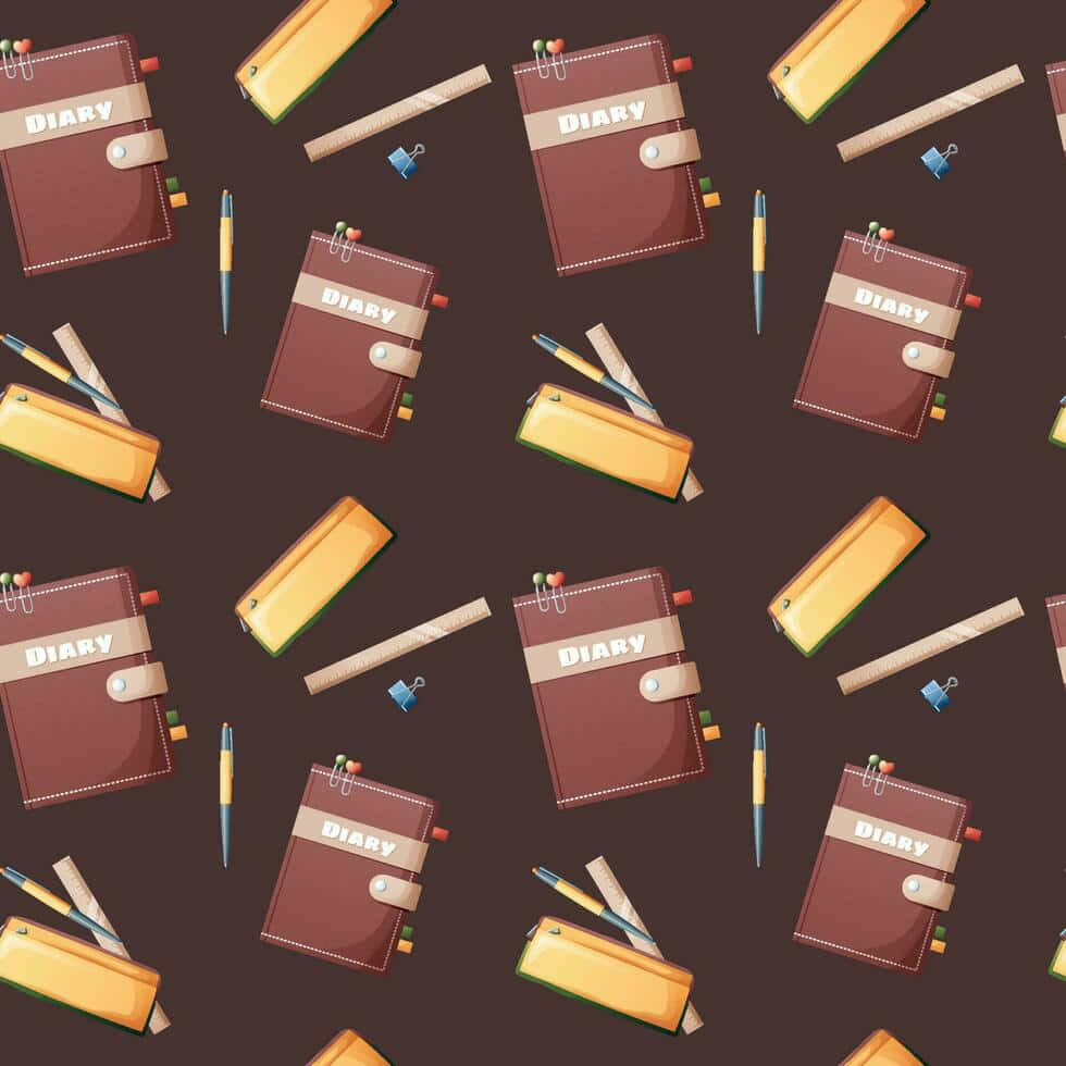 School Diaryand Stationery Pattern Wallpaper