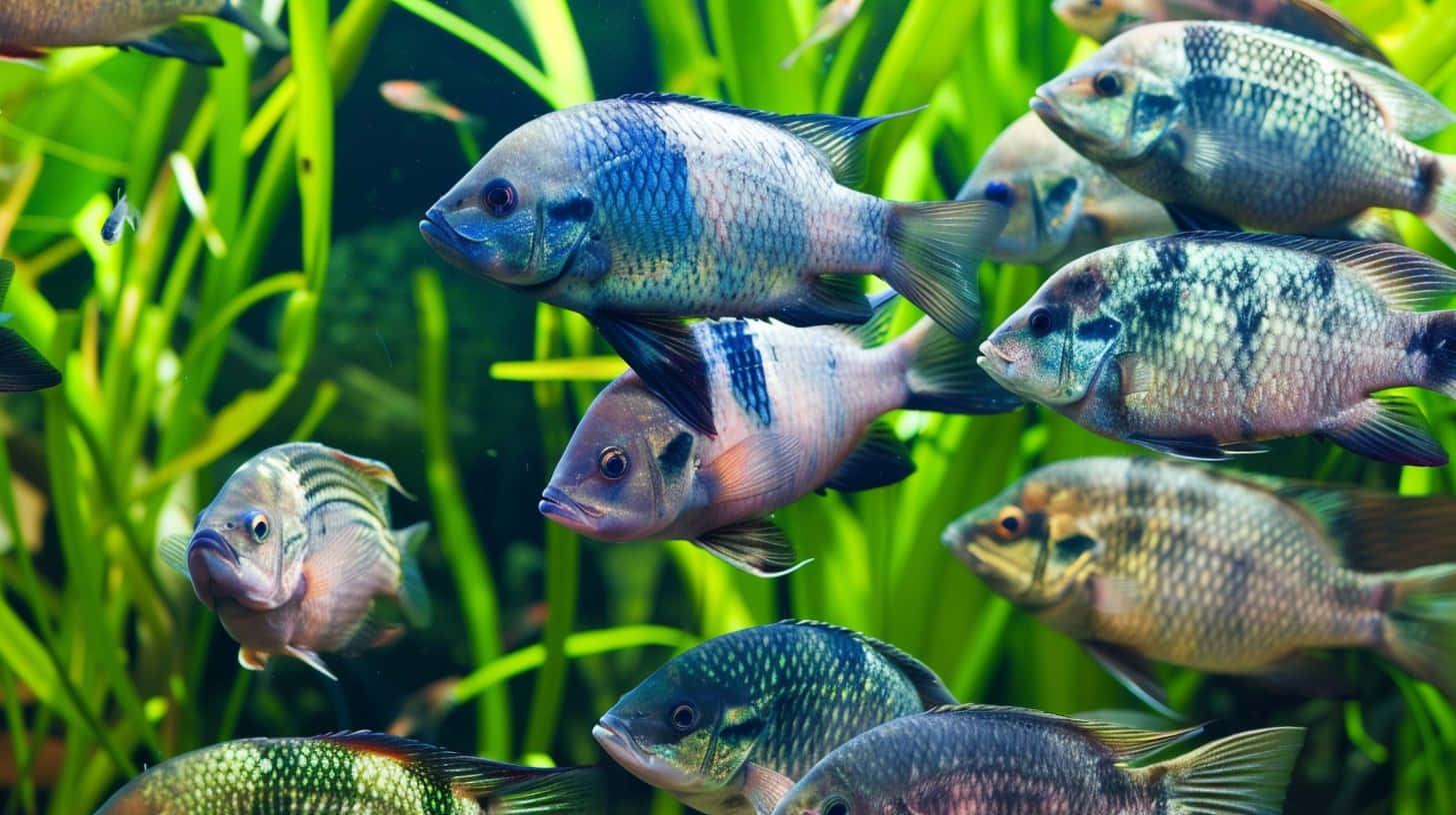 Schoolof Tilapia Swimming Wallpaper