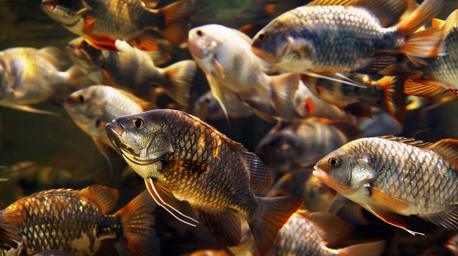 Schoolof Tilapia Swimming Wallpaper