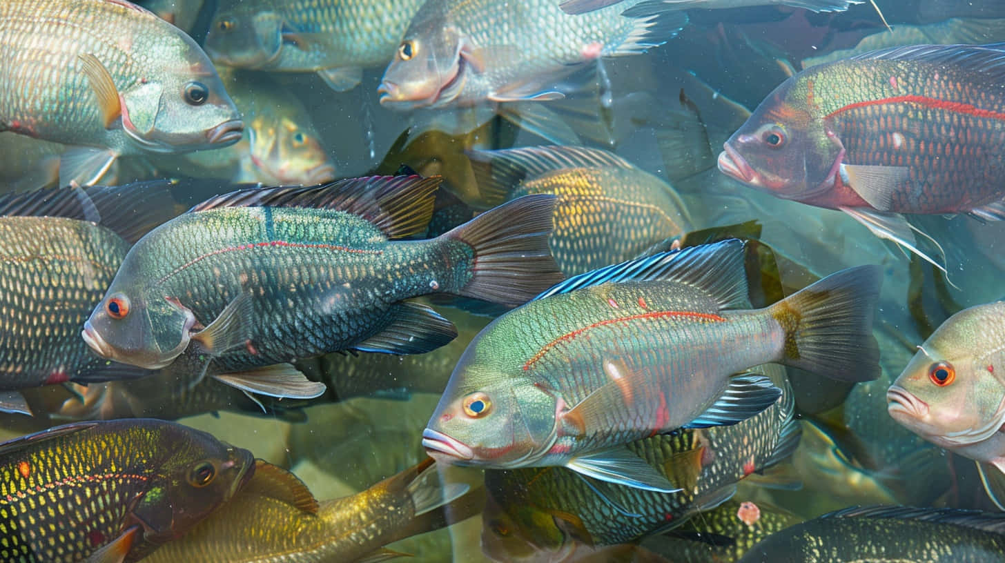 Schoolof Tilapia Swimming Wallpaper