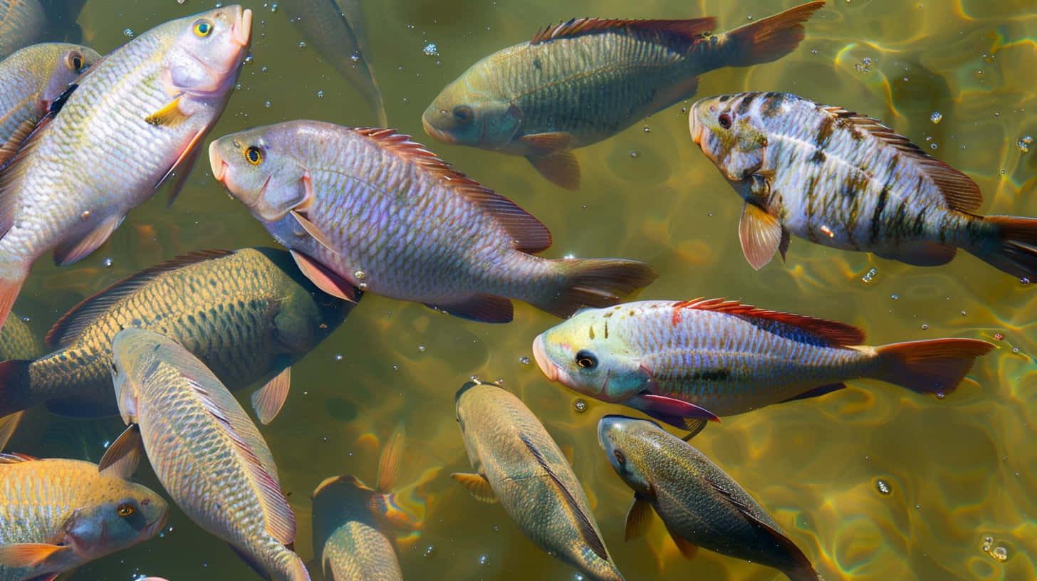 Schoolof Tilapia Swimming Wallpaper