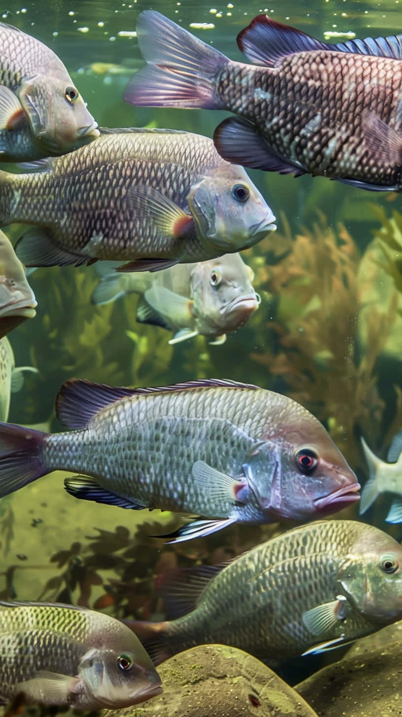 Schoolof Tilapia Swimming Wallpaper