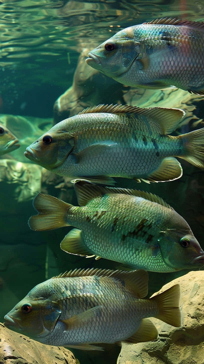 Schoolof Tilapia Swimming Wallpaper