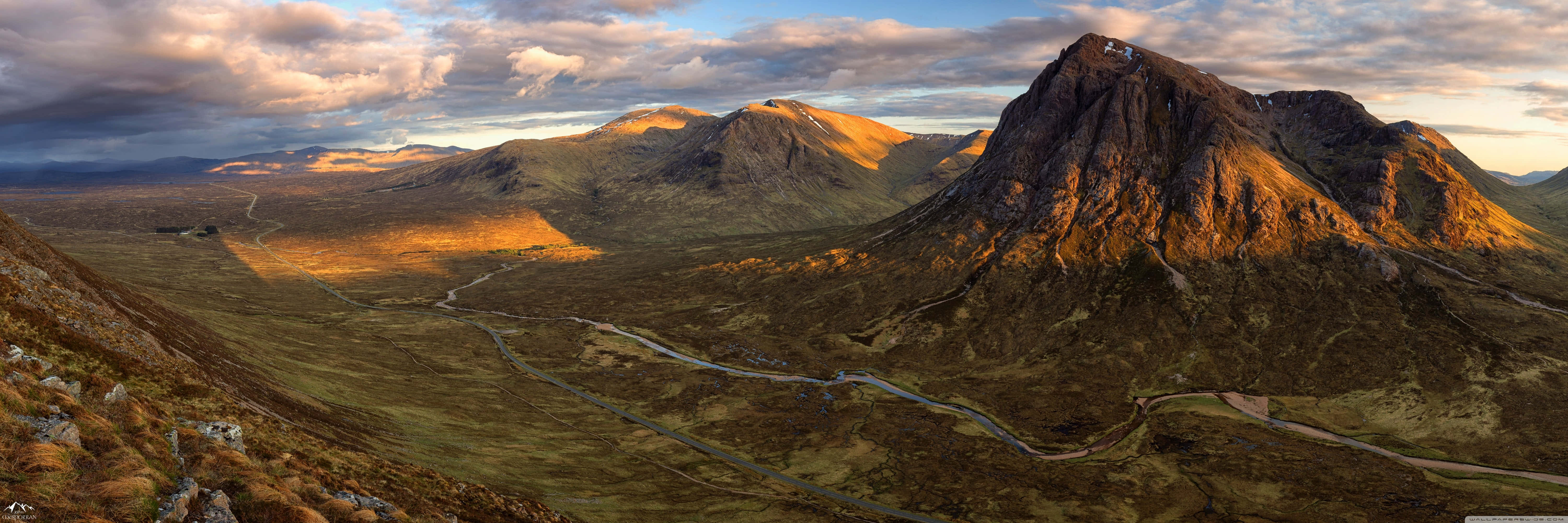 Scotland Mountain Range As A Panoramic Desktop Wallpaper