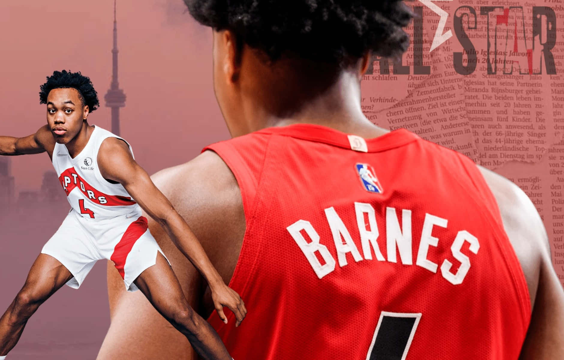 Scottie Barnes Toronto Raptors Dual Perspective Wallpaper