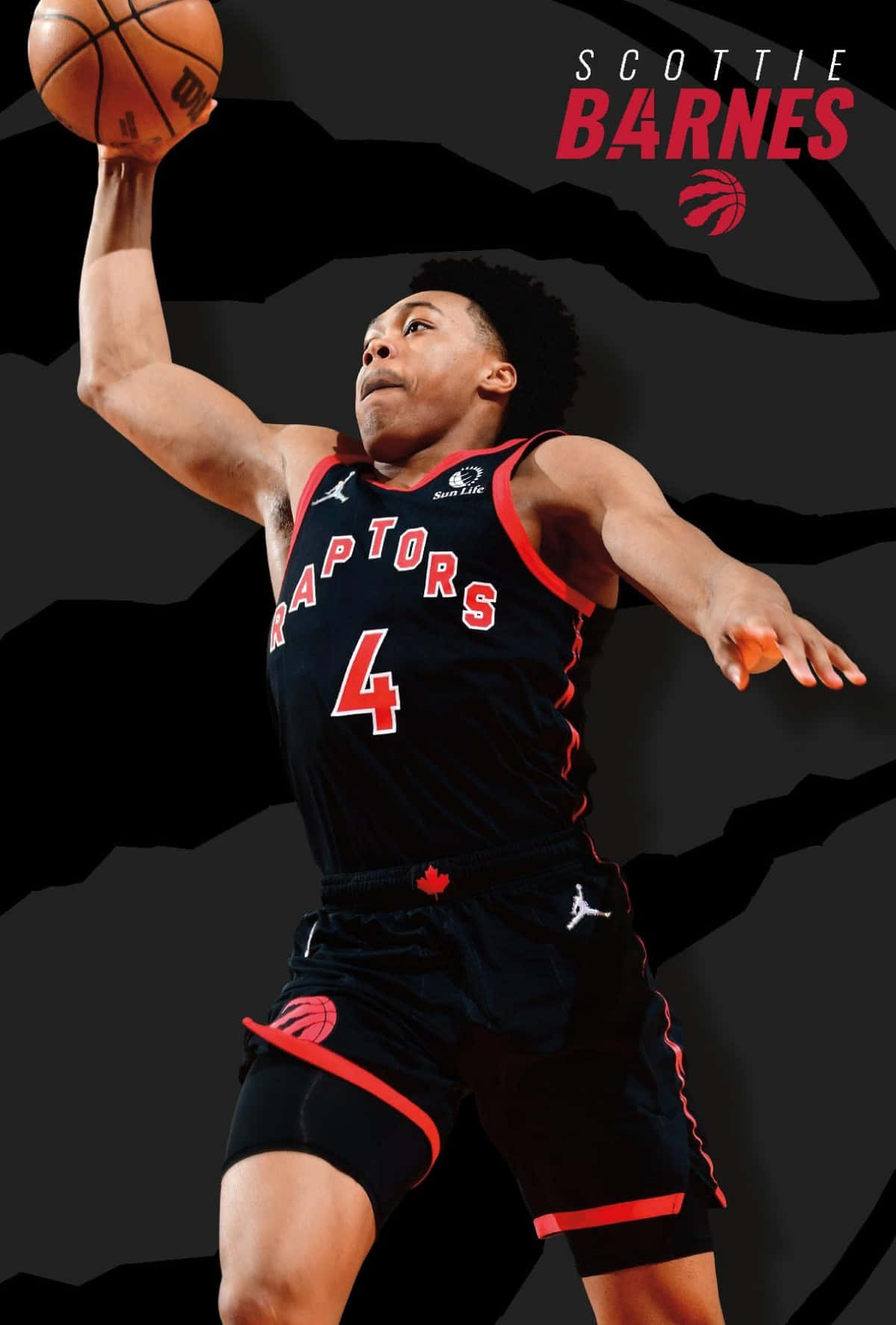 Scottie Barnes Toronto Raptors Dunk Action Wallpaper