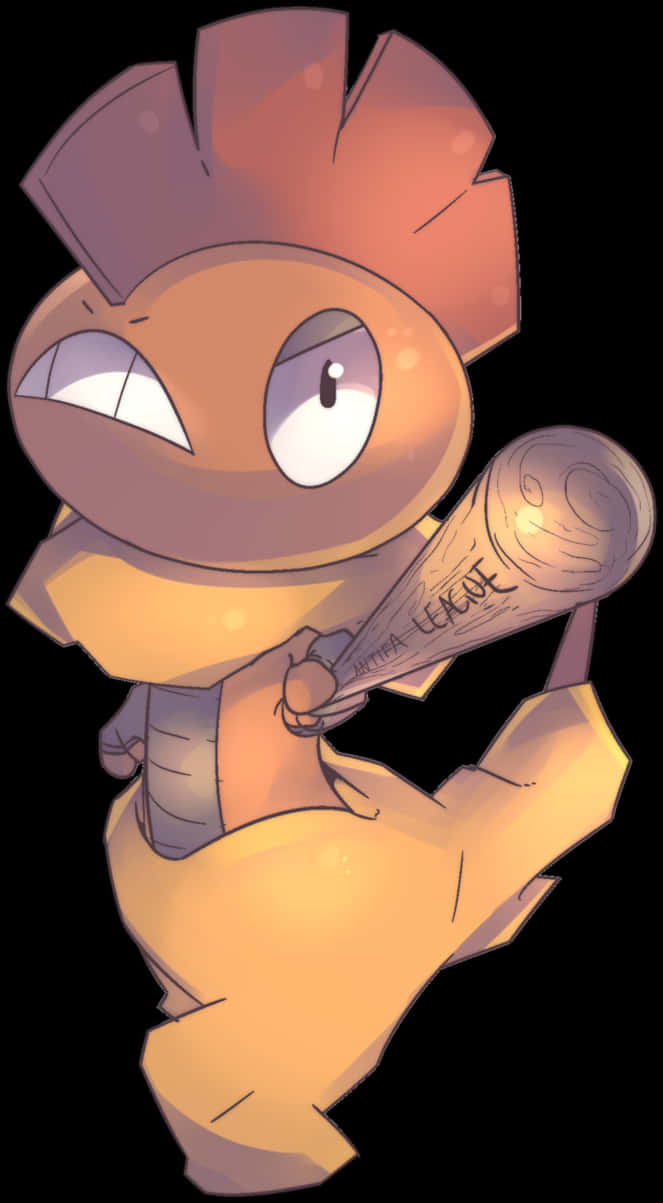 Scrafty With Baseball Bat Wallpaper