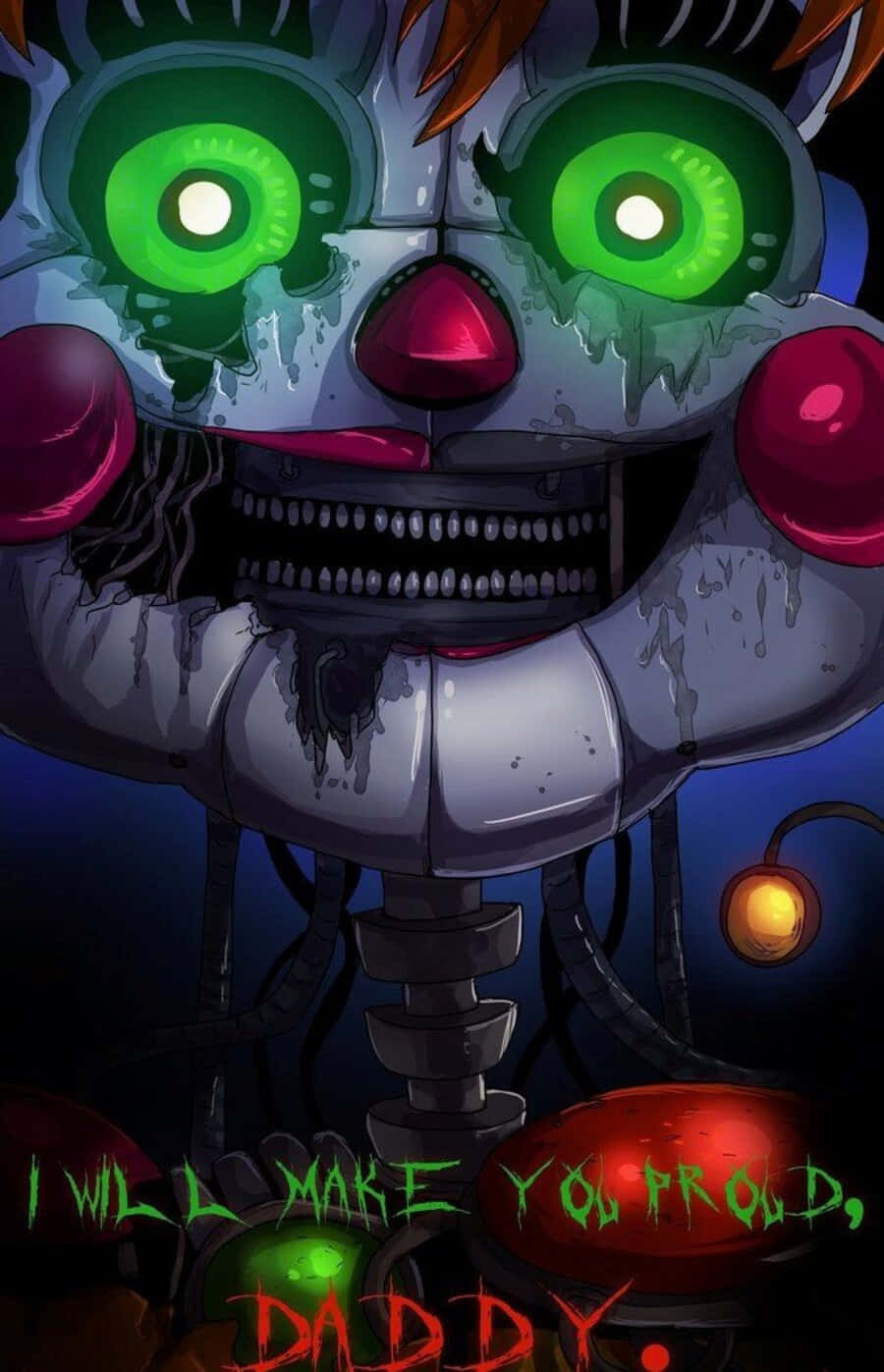 Scrap Baby Fiercely Staring Amidst Chaos Wallpaper