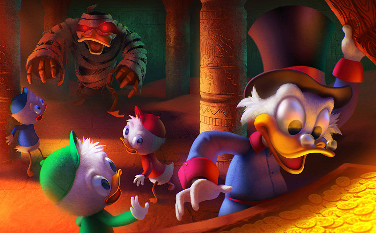 Scrooge Mcduck Kids And Mummy Wallpaper