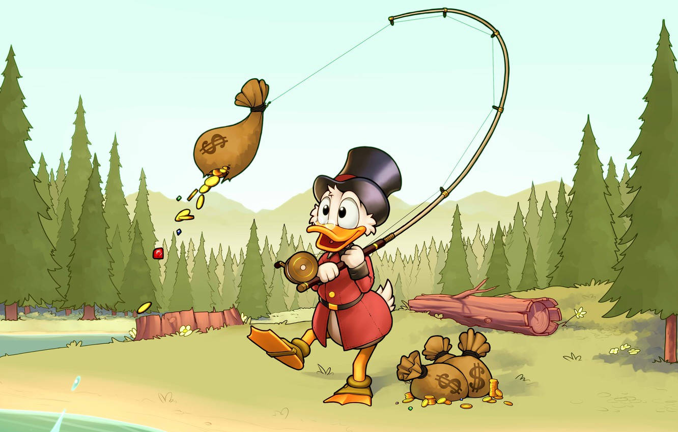 Scrooge Mcduck Sack Of Coins Wallpaper