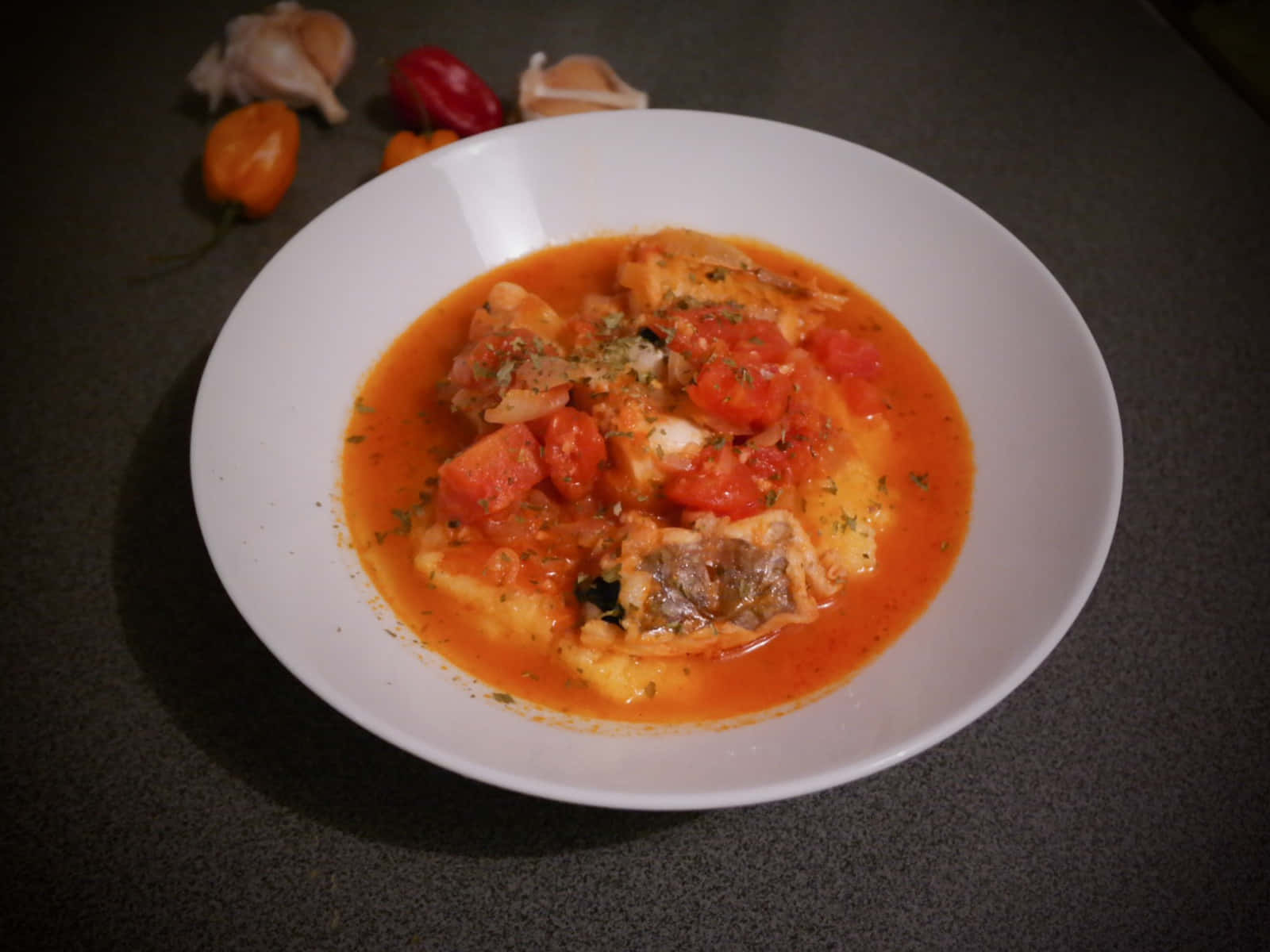 Seafood Brudet In A White Plate Wallpaper