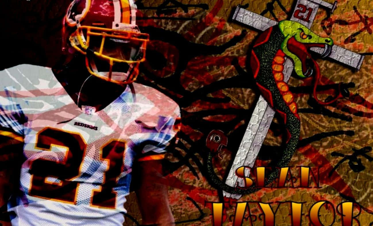 Sean Taylor Number 21 Cross Graphic Art Wallpaper