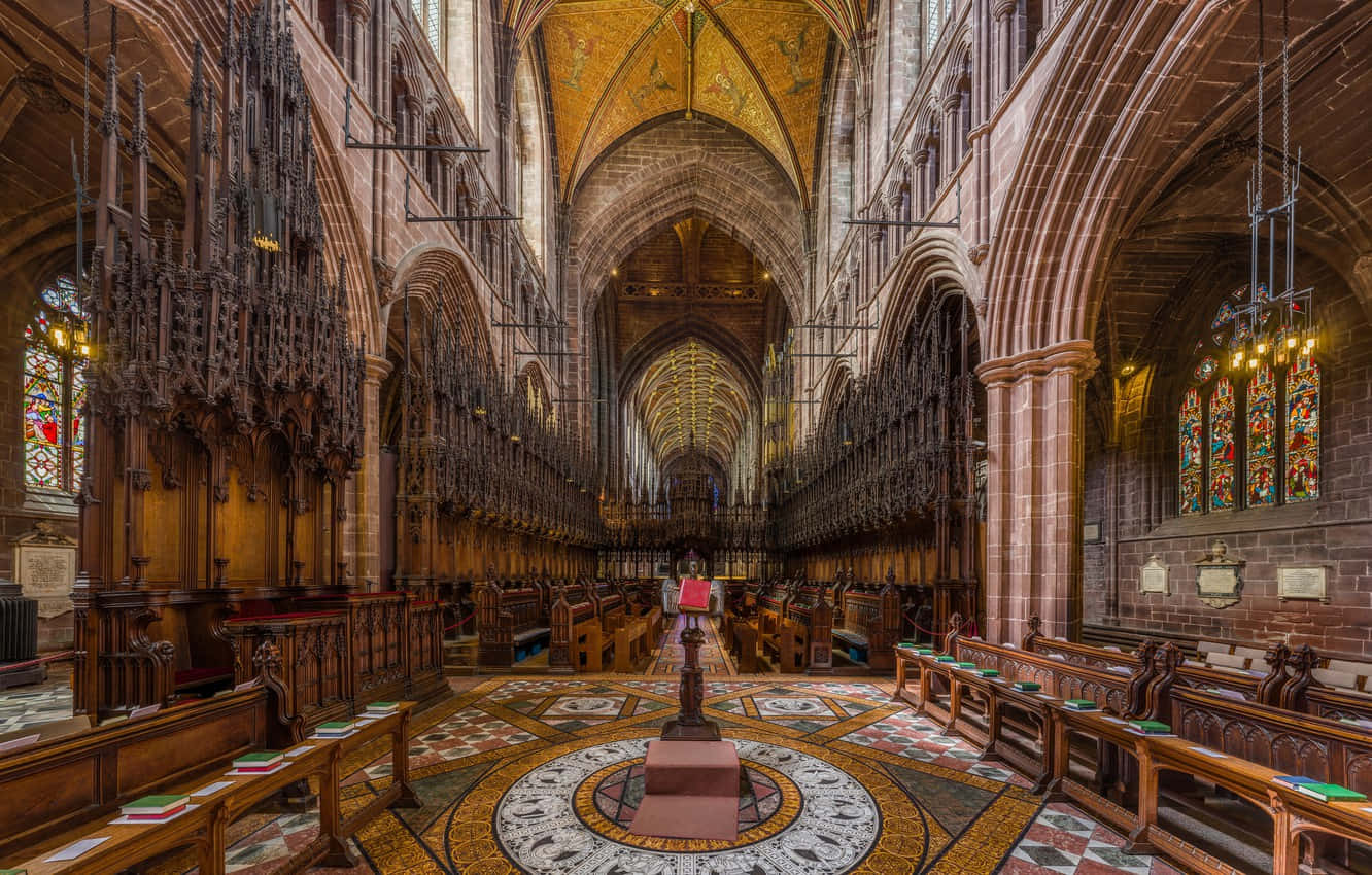 Seats Inside The Chester Cathedral Wallpaper