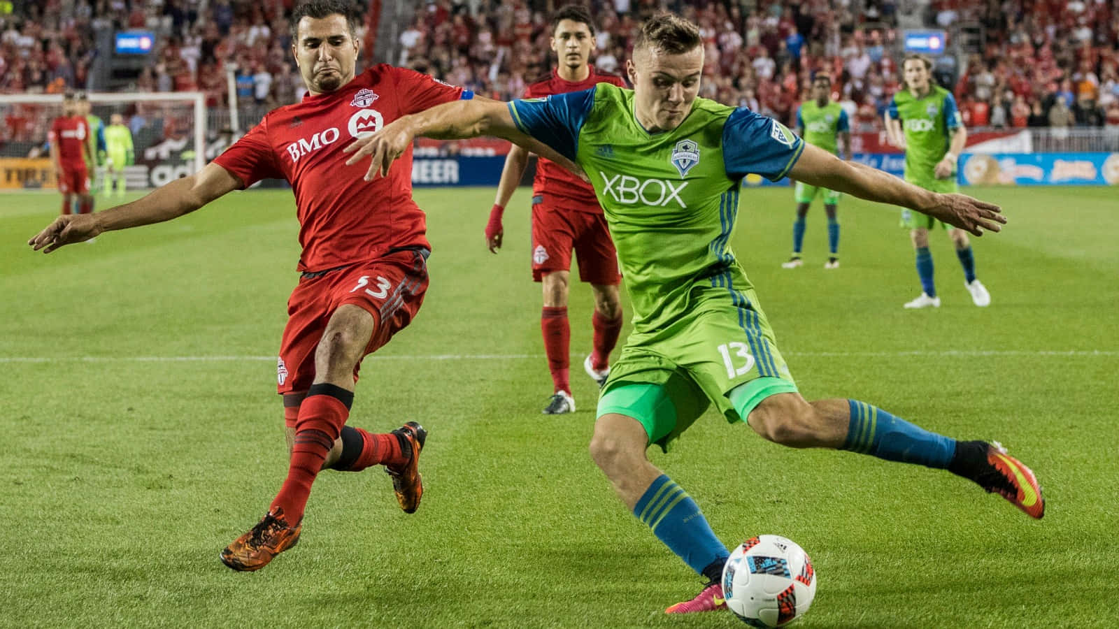 Seattle Sounders Star Jordan Morris Against Toronto Fc Wallpaper