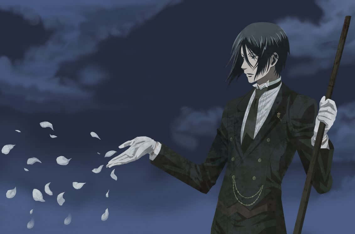 Sebastian Michaelis Striking A Pose With A Sinister Grin Wallpaper