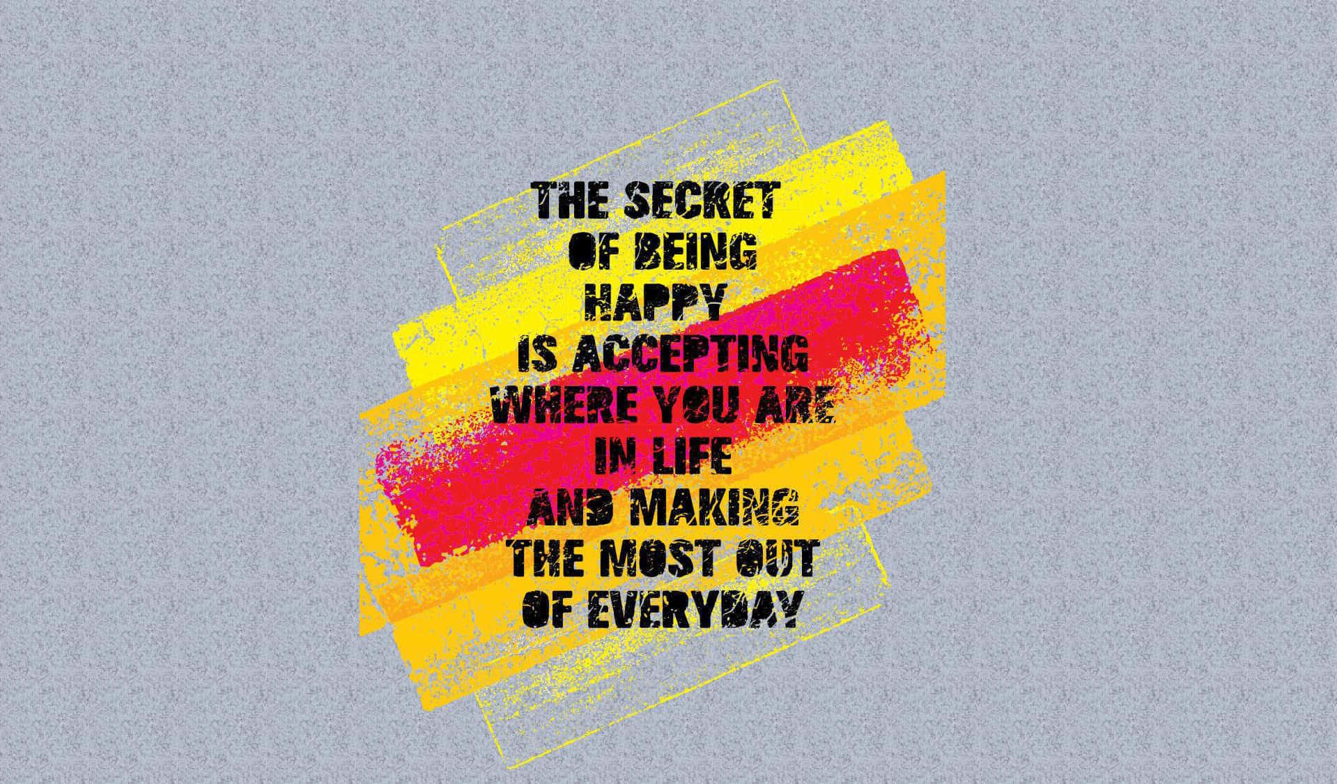 Secretof Being Happy Quote Wallpaper