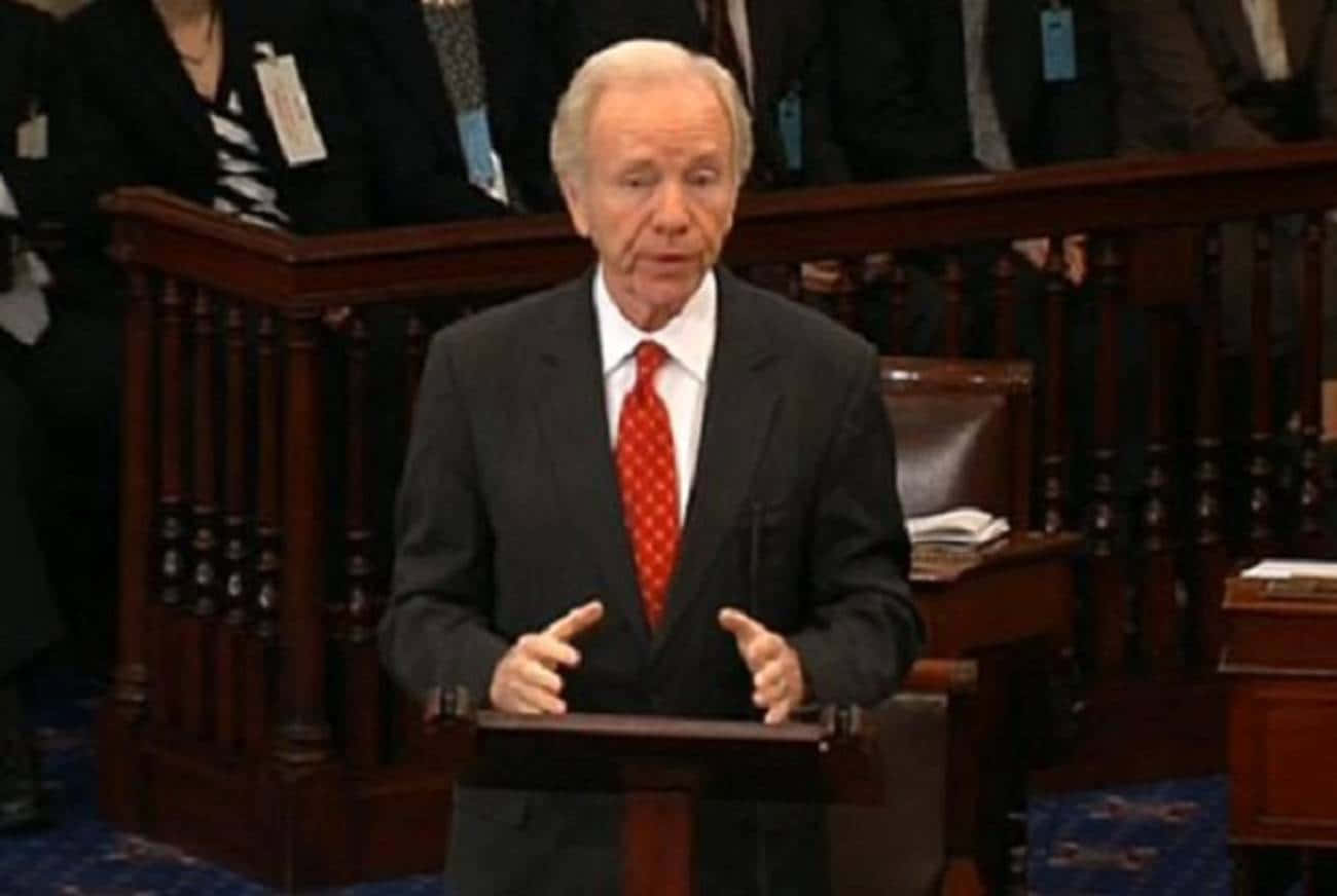 Senator Joseph Lieberman Delivering A Speech During A Solemn Event Wallpaper