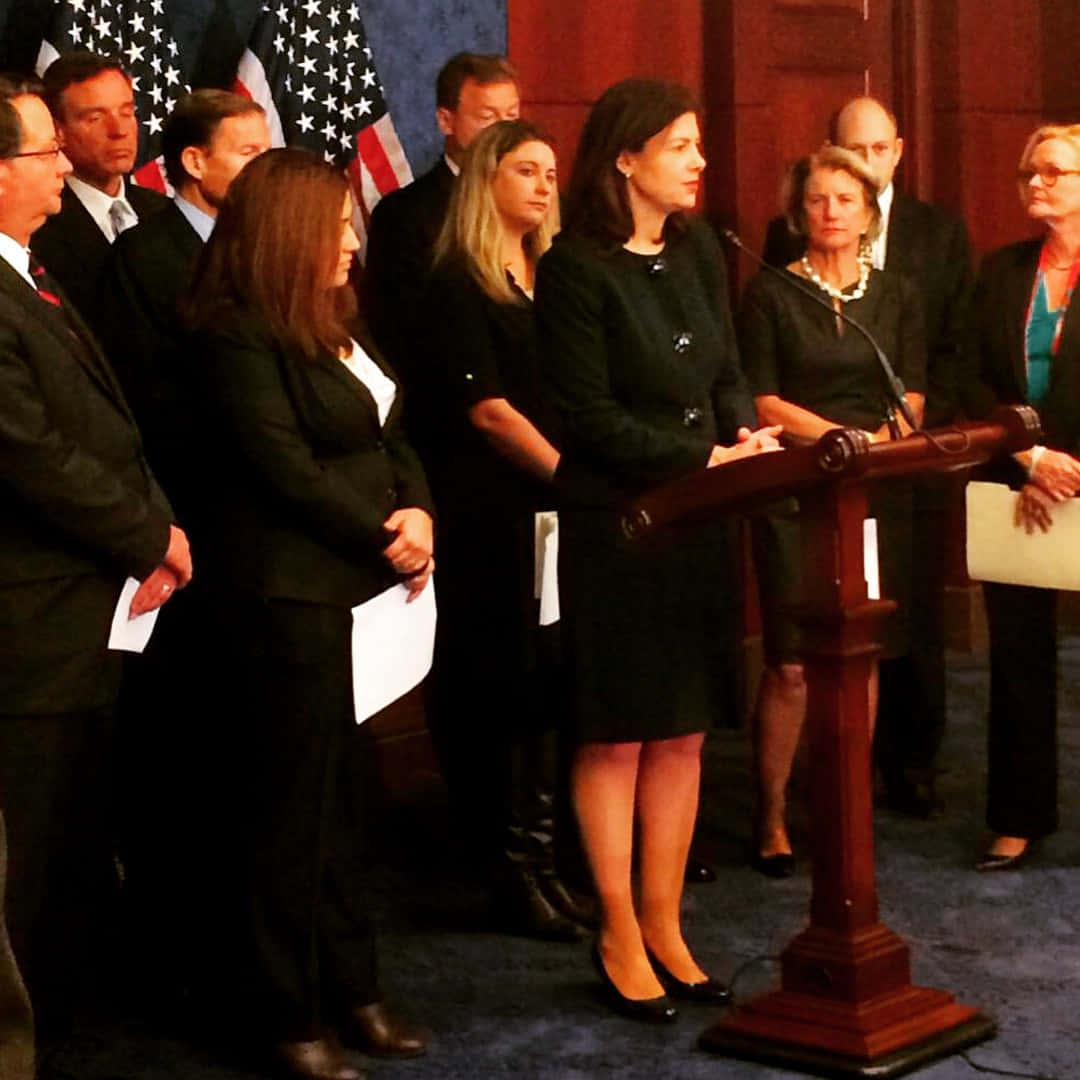 Senator Kelly Ayotte Addressing A Crowd Wallpaper