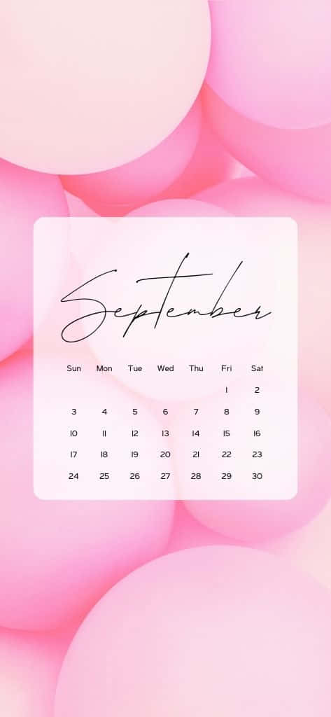 September Calendar Pink Balloons Background Wallpaper