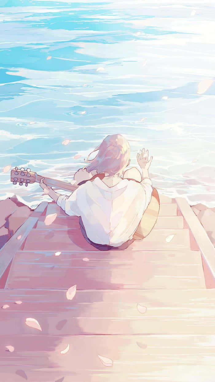 Serene_ Anime_ Guitarist_by_ Waterfront Wallpaper