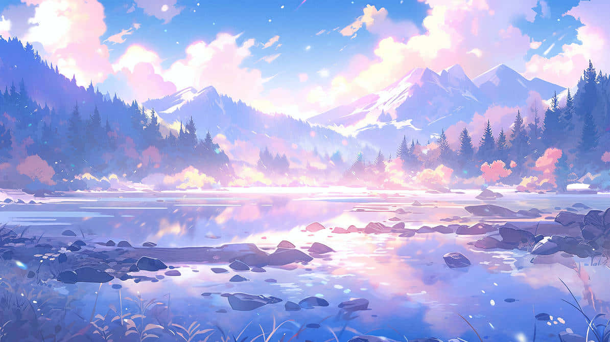 Serene_ Anime_ Landscape_at_ Dusk Wallpaper