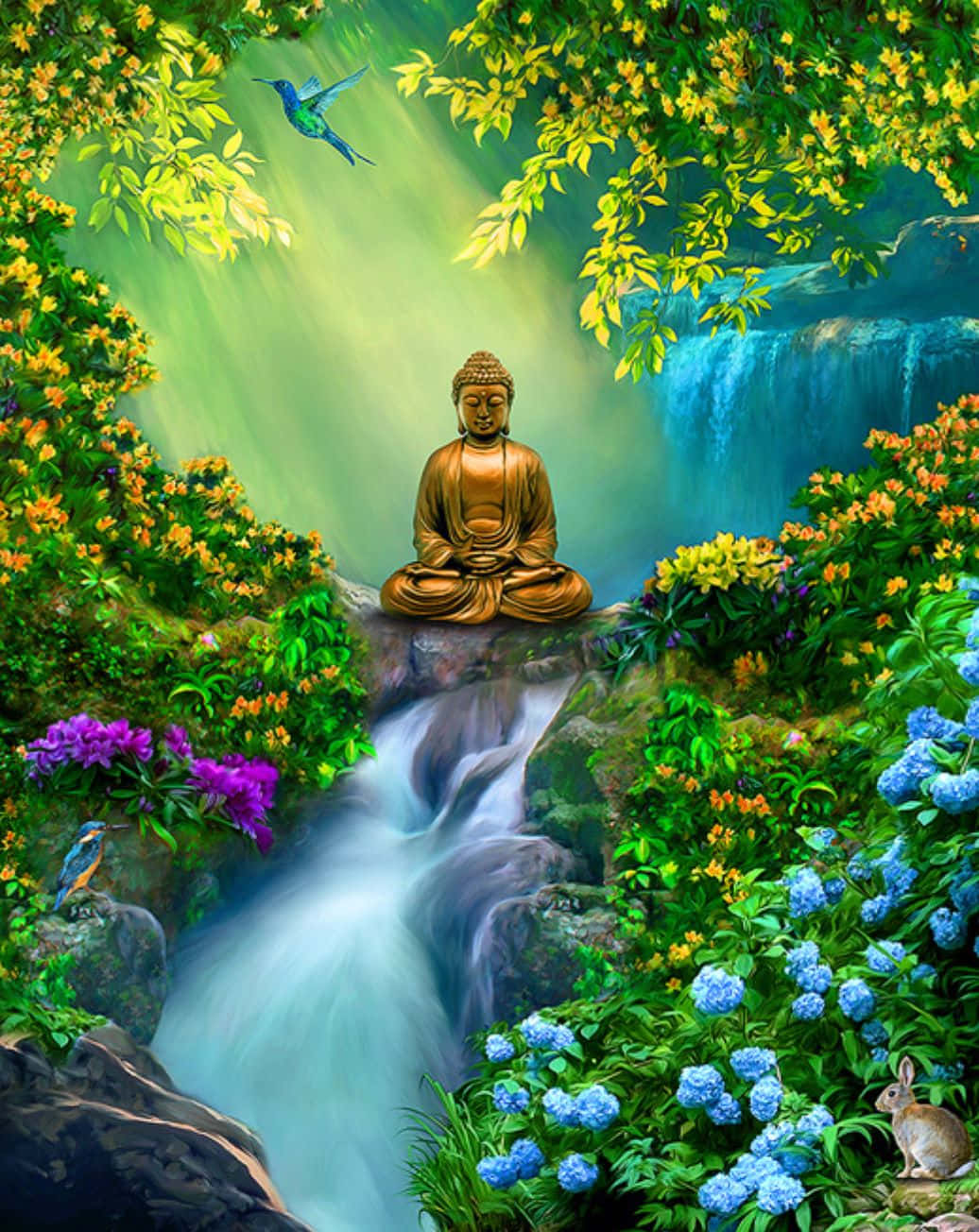 Serene Buddha Nature Scene Wallpaper