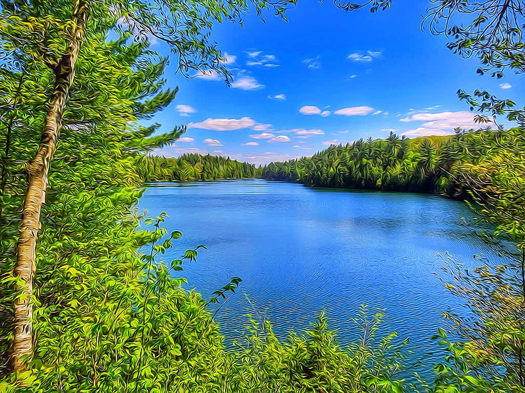 Serene Lake Gatineau Park Artistic View Wallpaper