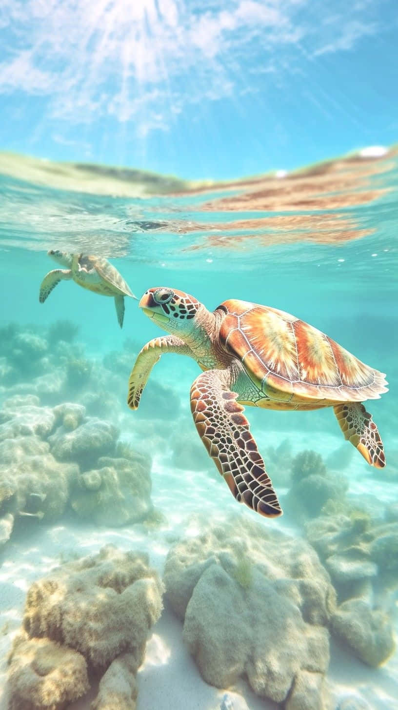 Serene Sea Turtle Swimming Wallpaper