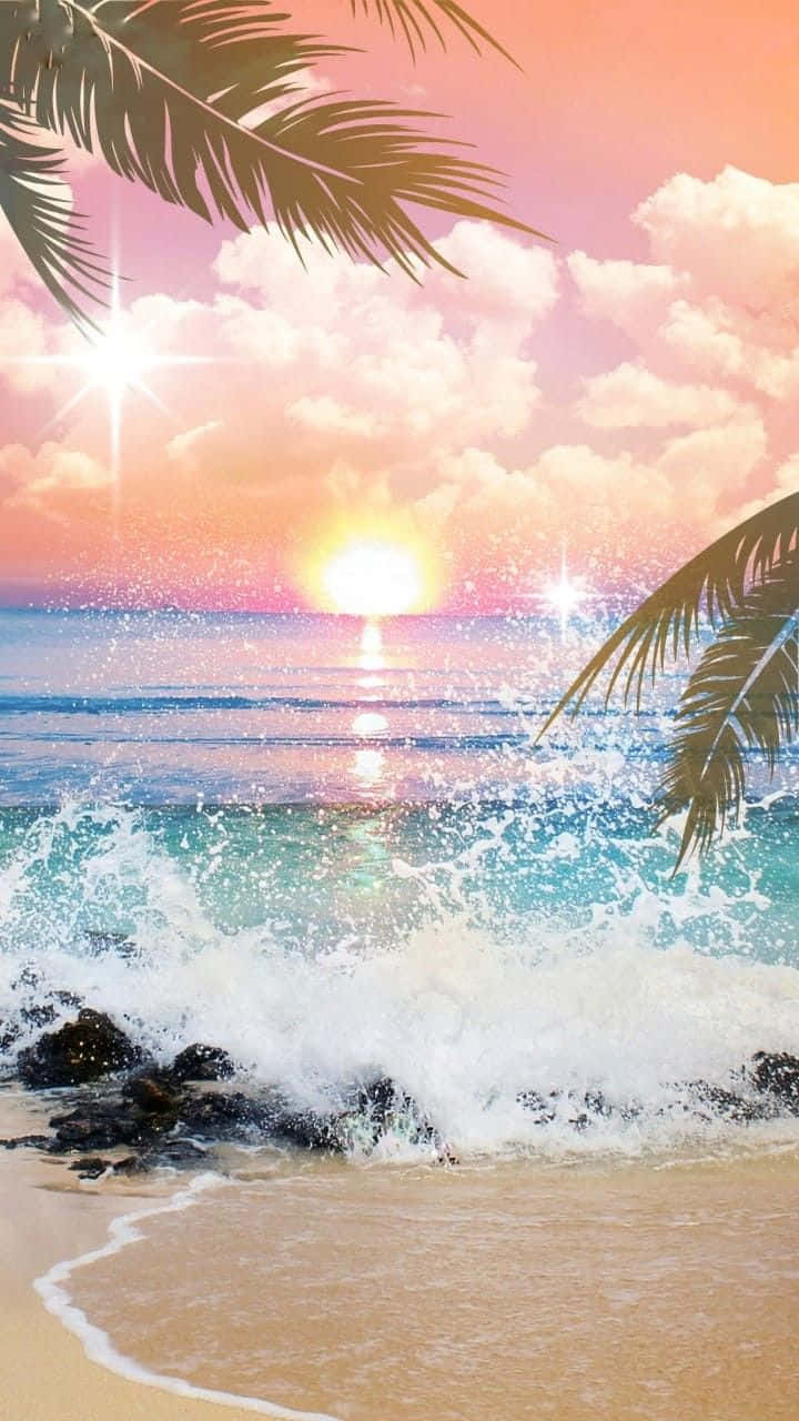 Serene Sunset At The Tropical Beach Wallpaper