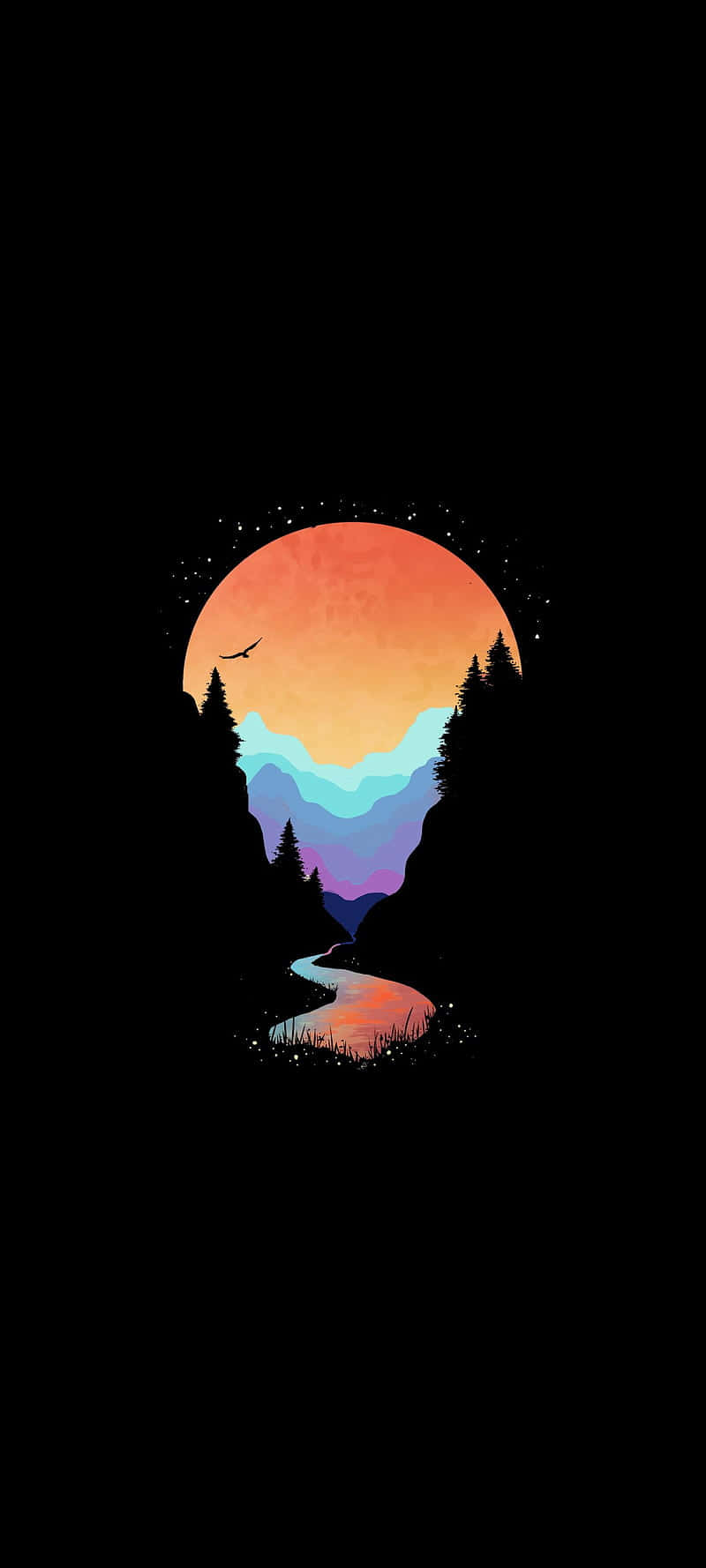 Serene Sunset Mountain Silhouette Wallpaper