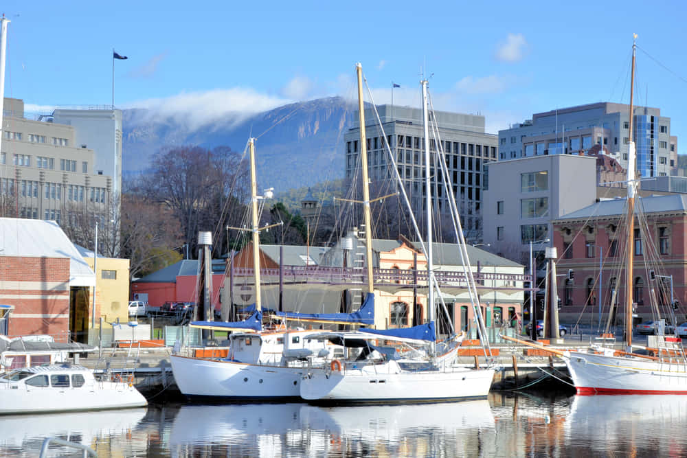 Serene Waterfront View Of Hobart, Australia Wallpaper