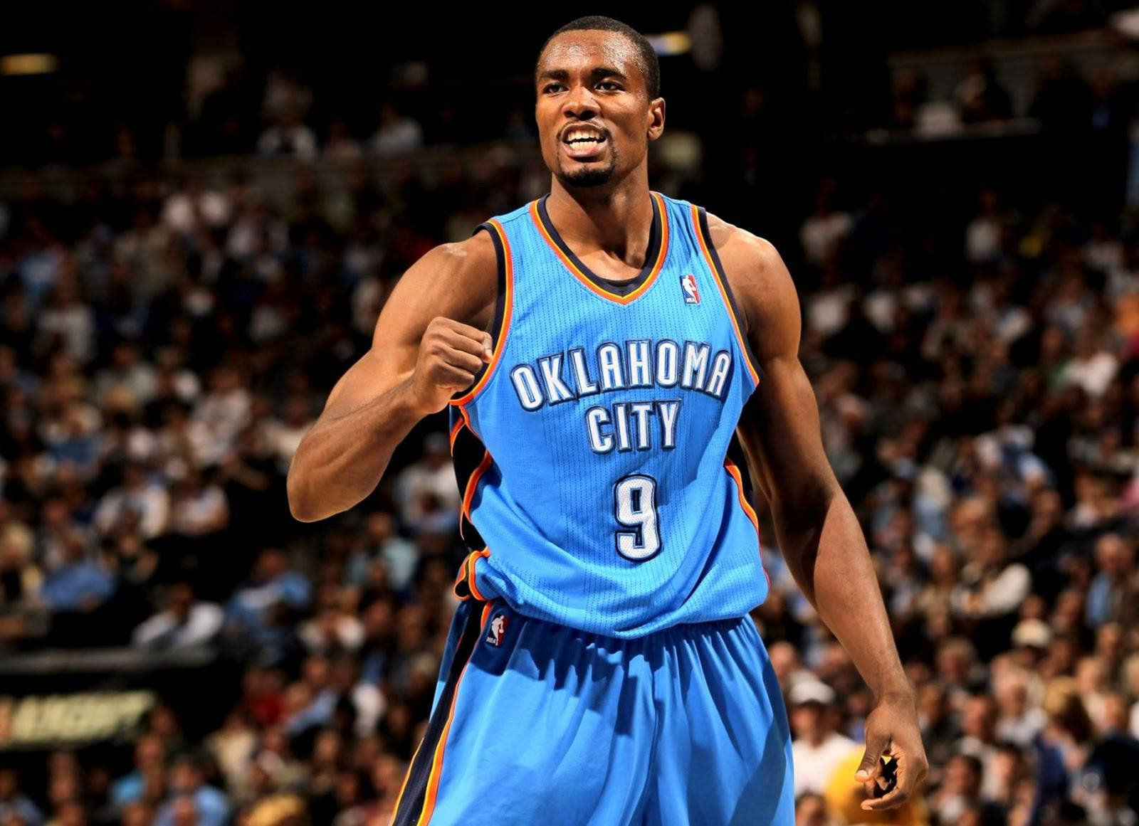 Serge Ibaka In Oklahoma City Jersey Wallpaper