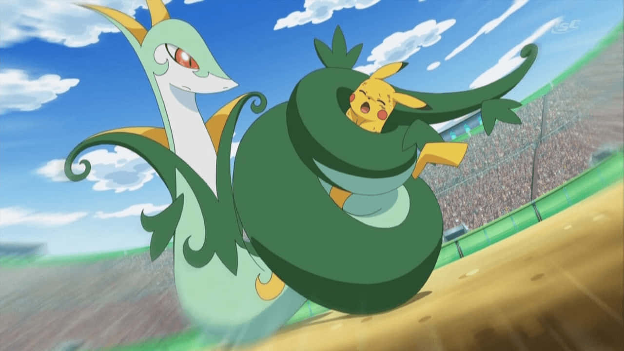 Serperior Choking Pikachu Wallpaper