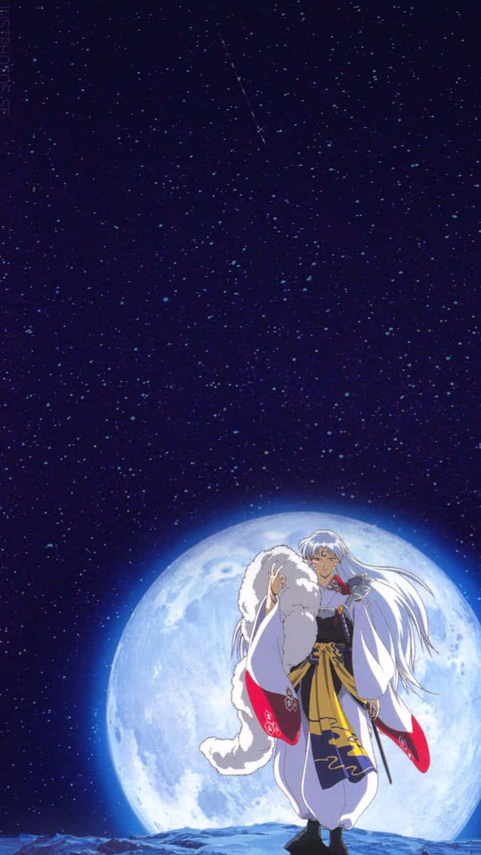 Sesshomaru In Front Of The Moon In Inuyasha Iphone Wallpaper