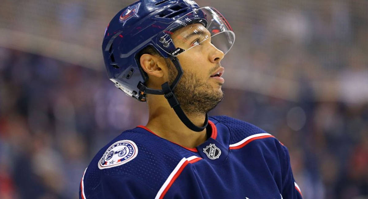 Seth Jones From Columbus Blue Jackets Looking Up Wallpaper