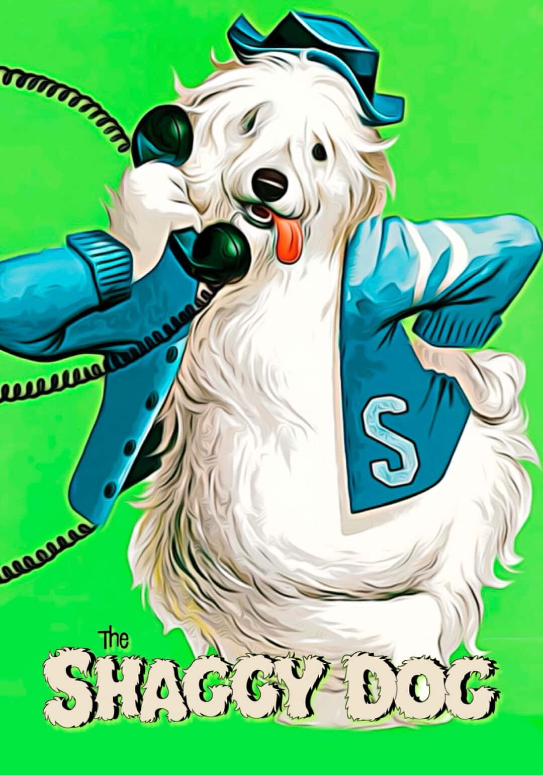 Shaggy Dog Phone Call Illustration Wallpaper