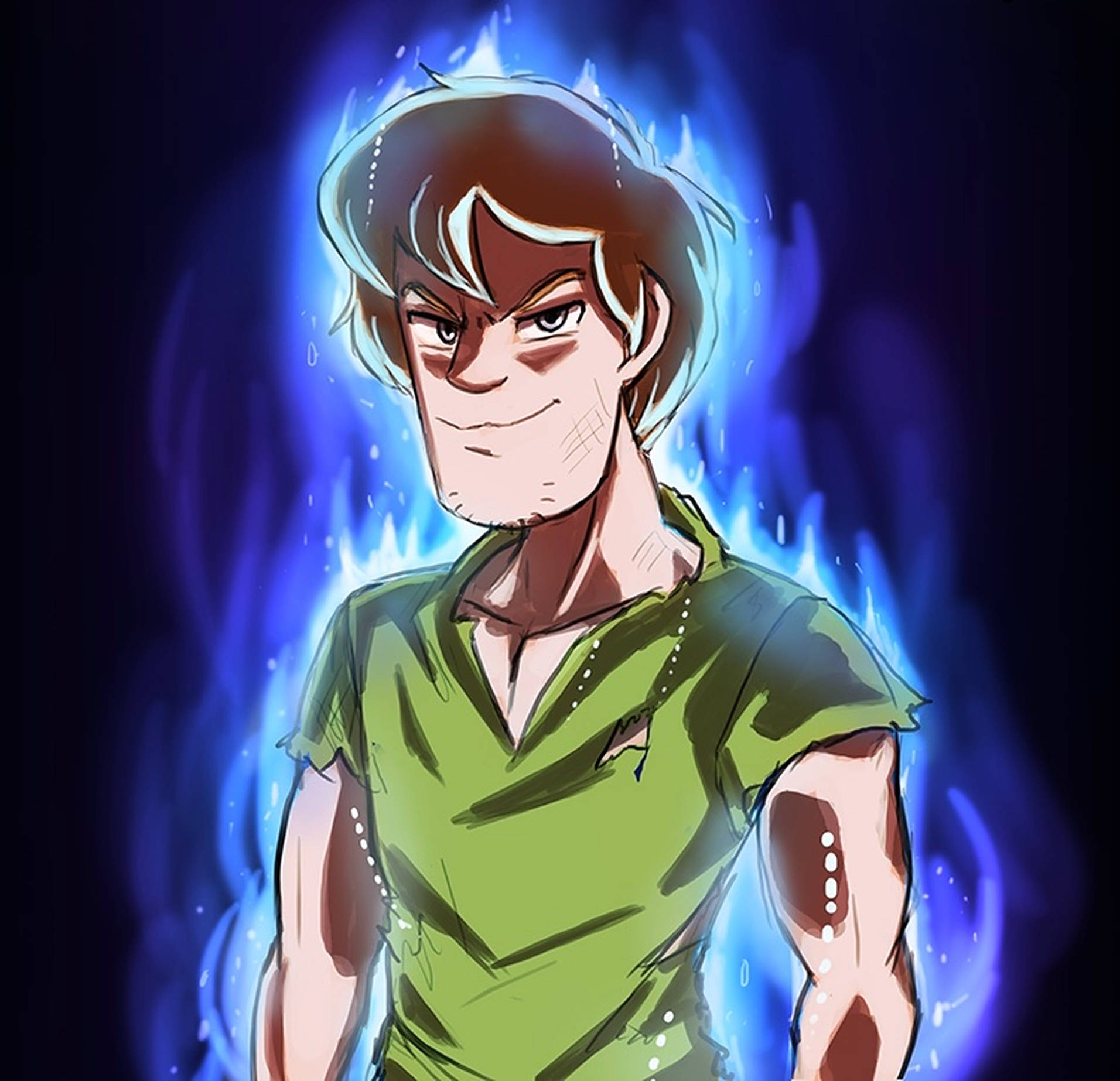 Shaggy Ultra Instinct Blue Flames Wallpaper