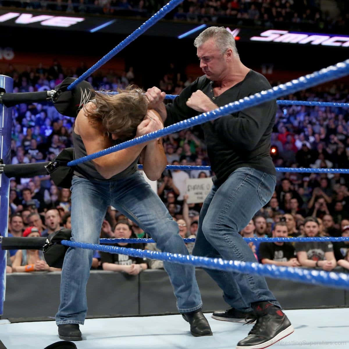 Shane Mcmahon Fighting Aj Styles Wallpaper