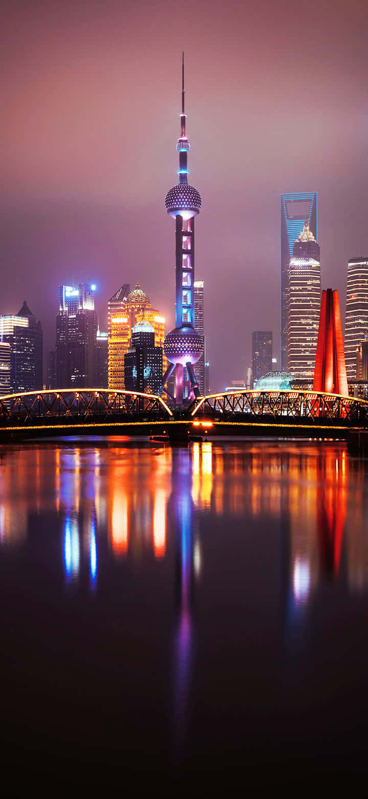 Shanghai Skyline Night Reflections.jpg Wallpaper