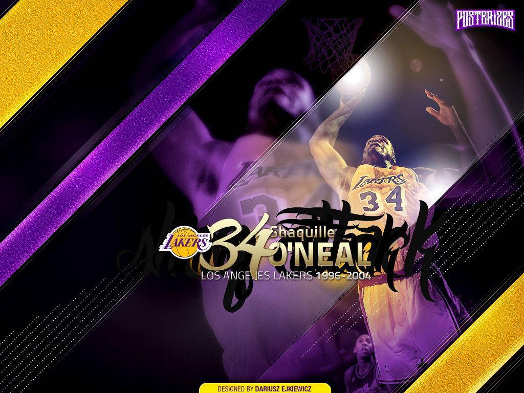 Shaquille O'neal Yellow Purple Art Wallpaper