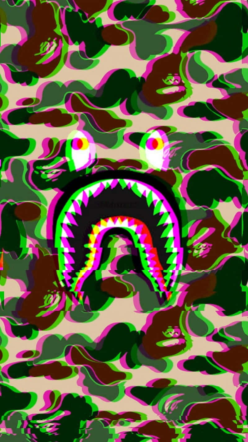 Shark Bape Camouflage Pattern Wallpaper