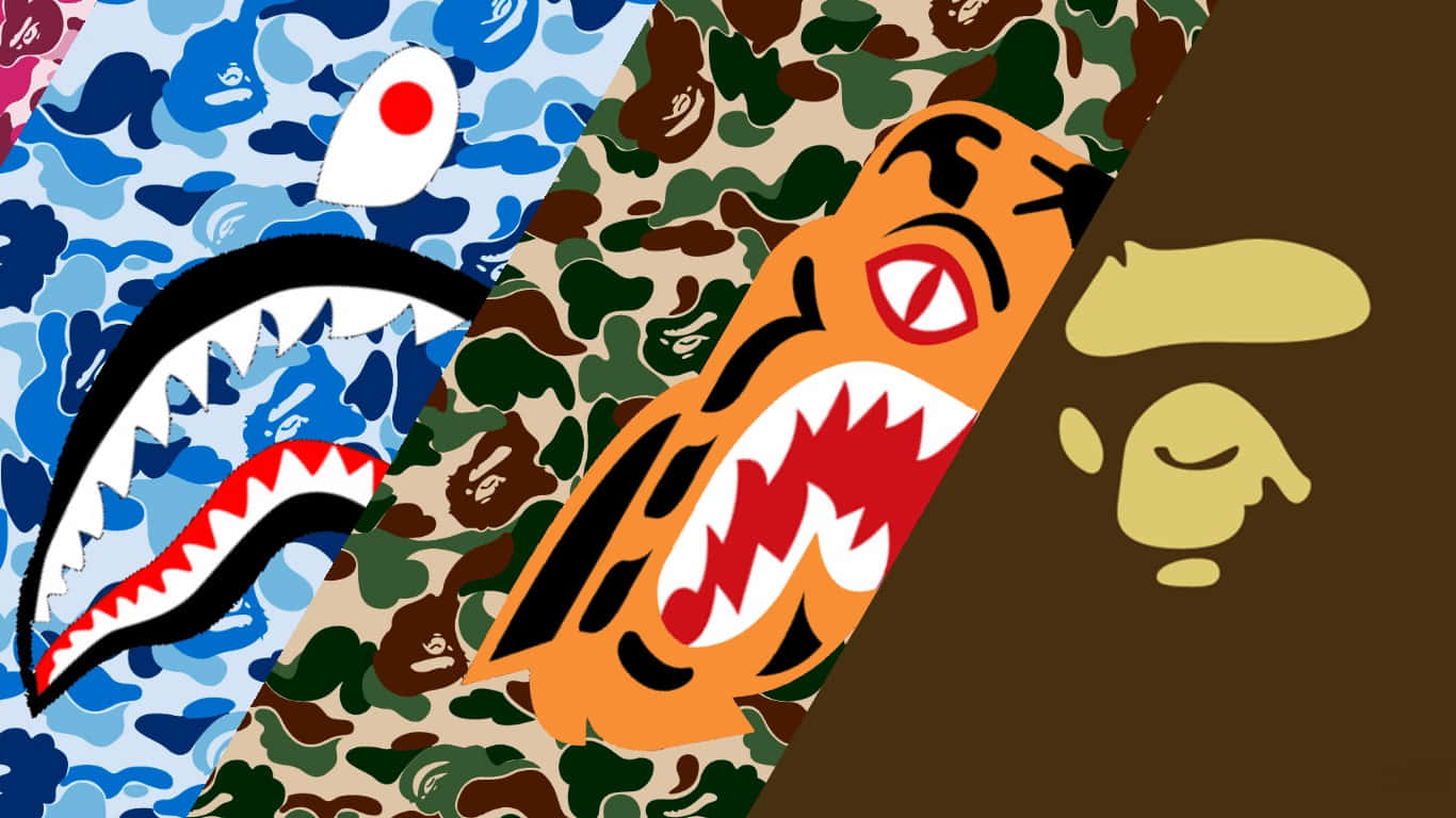 Shark Bape Camouflage Patterns Wallpaper