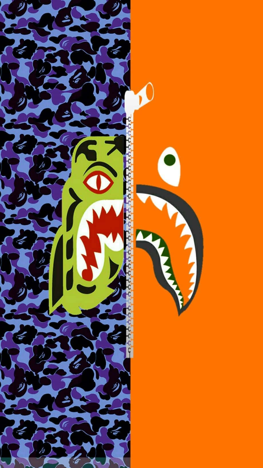 Shark Bape Half Zip Graphic Wallpaper