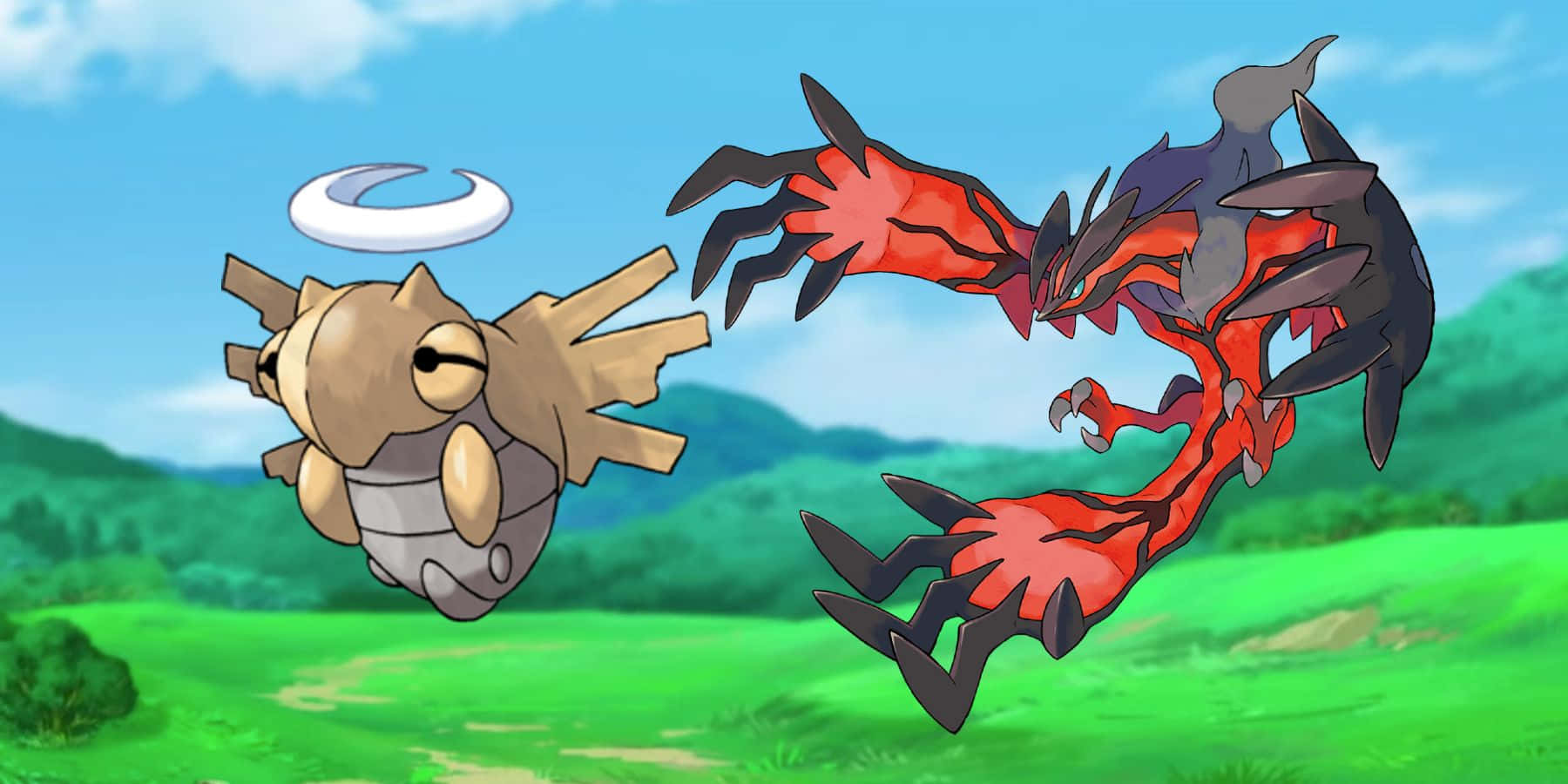 Shedinja And Legendary Pokemon Yveltal Wallpaper