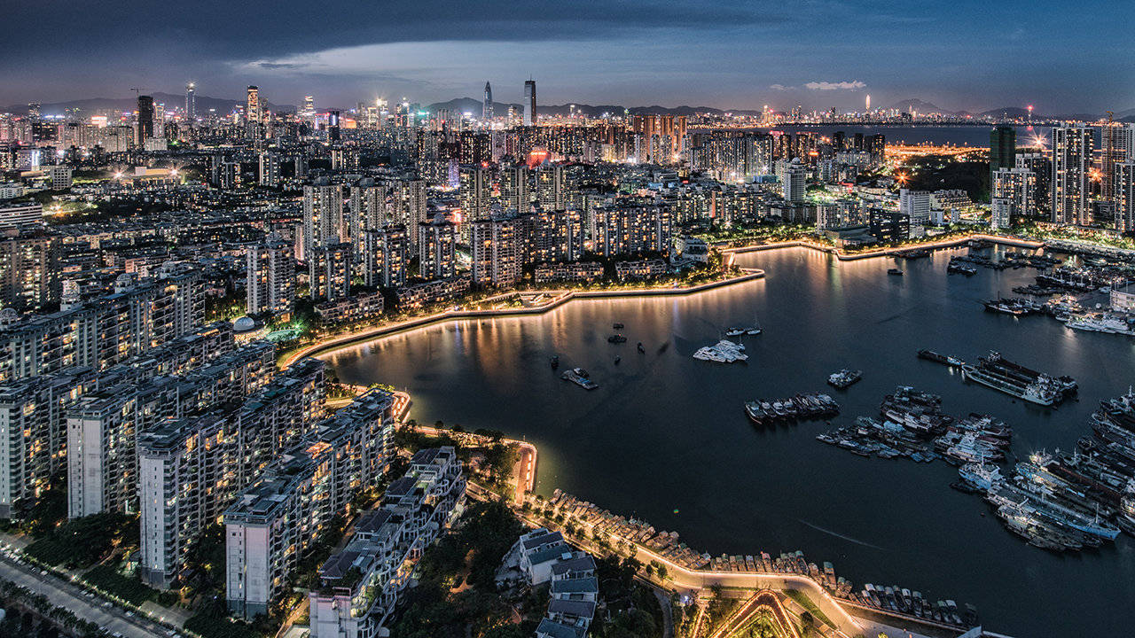 Shenzhen City Port At Night Wallpaper