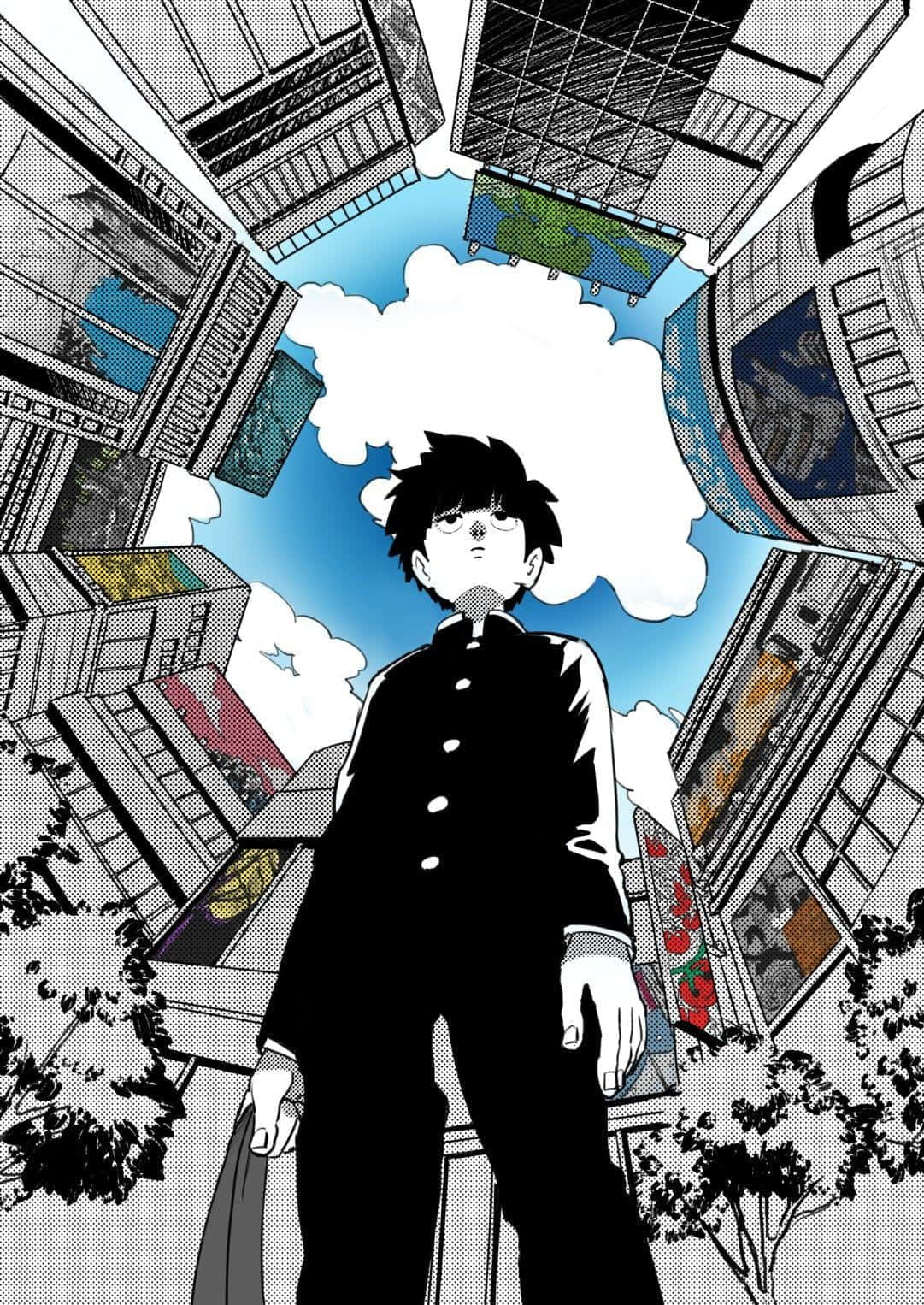 Shigeo Kageyama Showcasing His Psychic Powers Against A Dark, Urban Backdrop Wallpaper