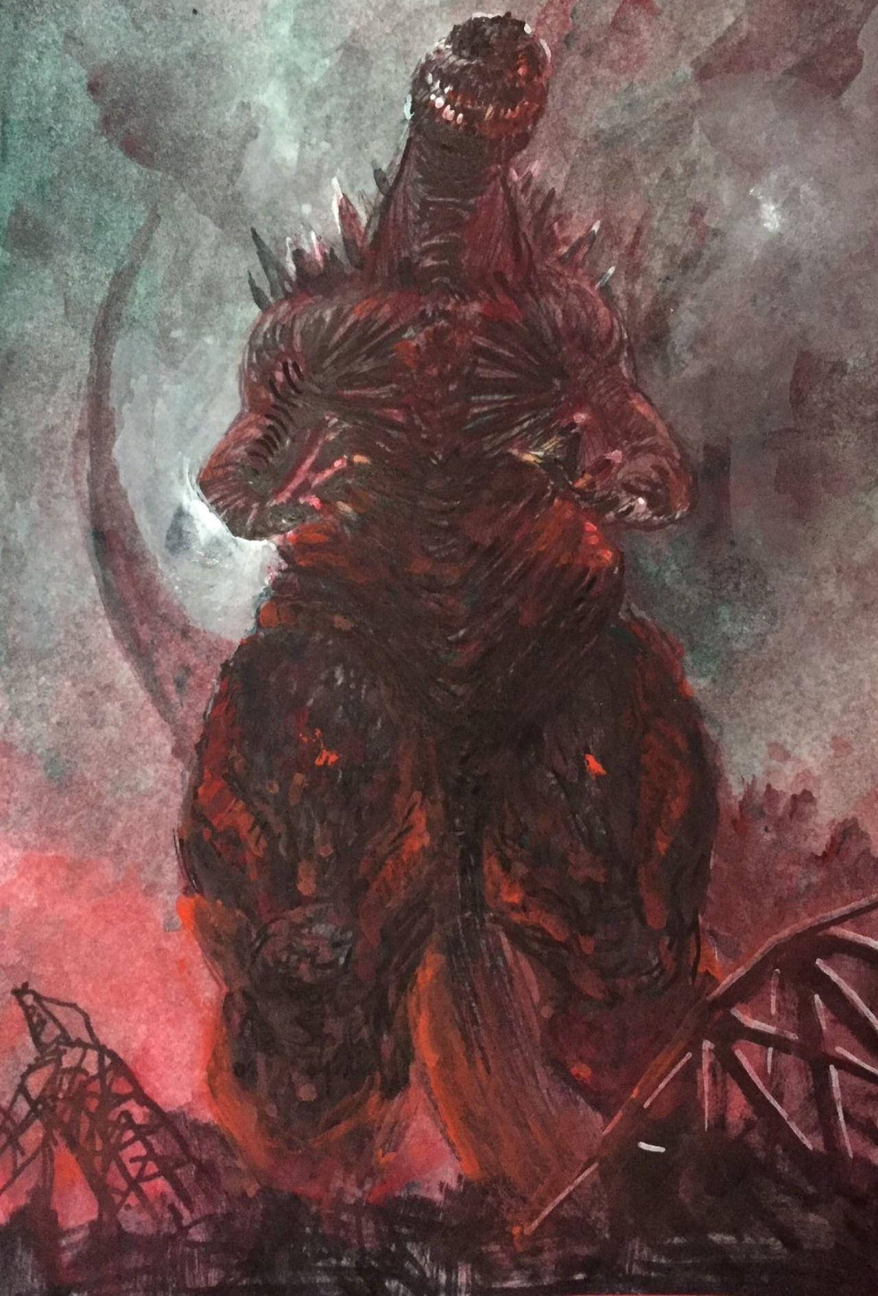 Shin Godzilla Walking On Rubble Wallpaper