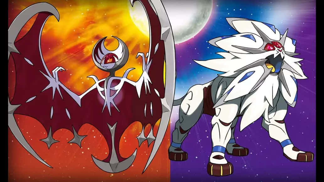 Shiny Lunala With White Solgaleo Wallpaper