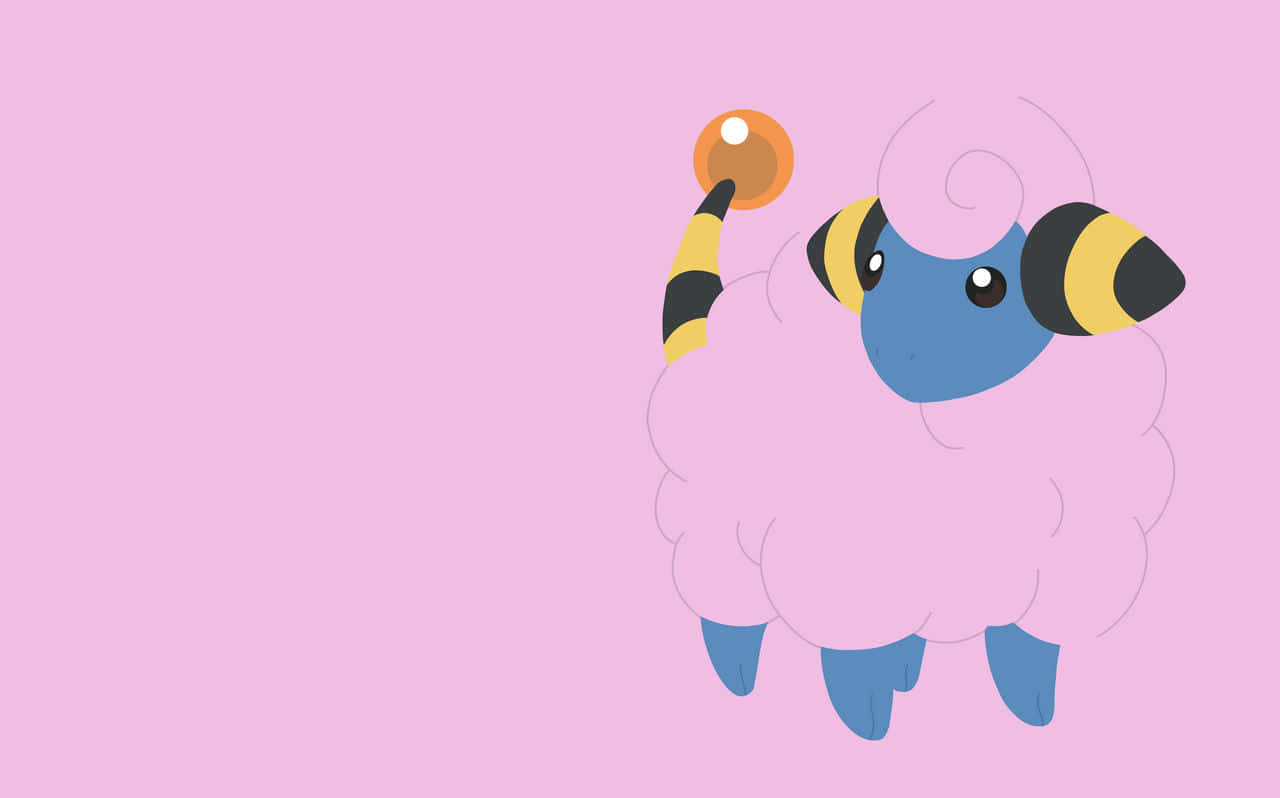 Shiny Mareep Pink Desktop Theme Wallpaper